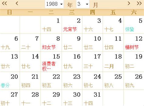 1988 農曆|1988年農曆日曆表，1988戊辰年農曆黃道吉日，一九八八年陰曆。